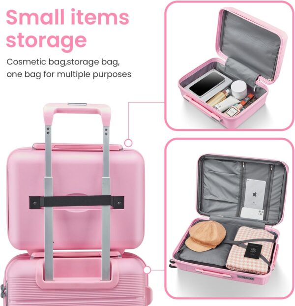 Hard Shell Luggage Sets 4 Piece with 360 Spinner Wheels,Lightweight Suitcase Set with TSA Lock,Travel Luggage Set with Telescoping Handle,Light and Strong,Easy to Clean (Pink 1) - Image 4