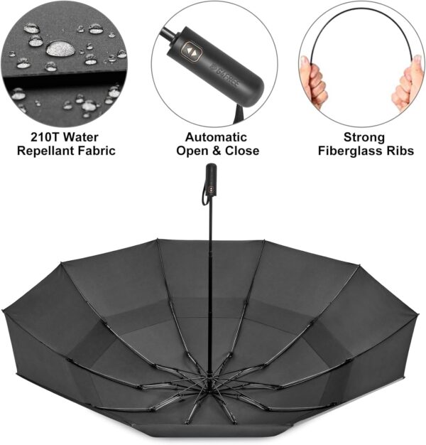 G4Free 42/46/54/62 Inch Large Golf Umbrella Compact Reverse Travel Umbrella 10 Ribs Windproof for Rain Double Canopy Automatic Open Close - Image 7