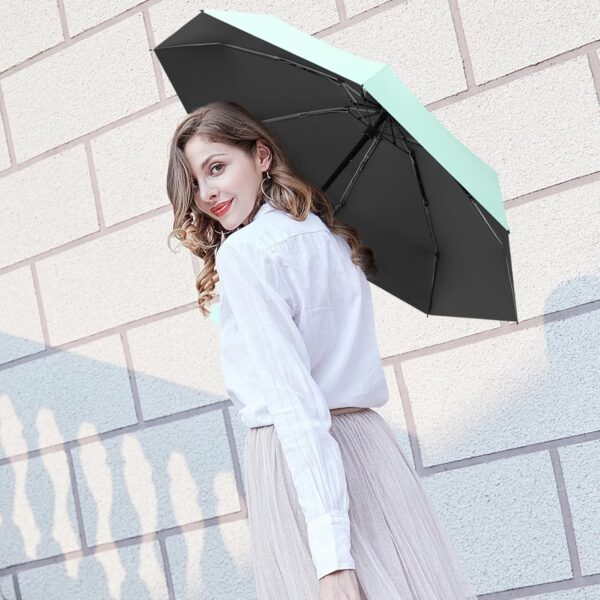 Travel Mini Folding Compact Umbrella with Case, 8 Ribs Lightweight Portable, Small Sun & Rain Pocket Umbrella for Girls and Women - Image 8