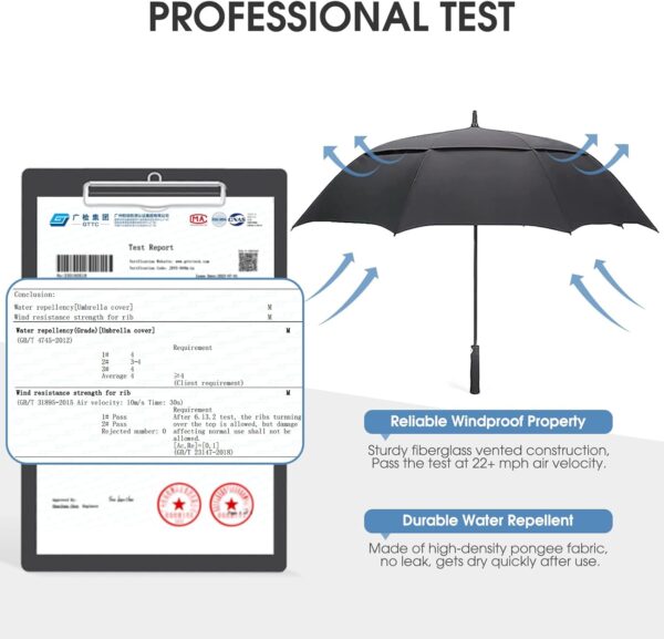 G4Free 47/54/62/68 Inch Automatic Open Golf Umbrella Oversize Extra Large Double Canopy Vented Windproof Waterproof Stick Umbrellas - Image 2