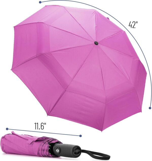 Mr. Pen- Windproof Travel Umbrella, Violet, Automatic Umbrellas for Rain, Compact Umbrella, Umbrellas for Rain Windproof - Image 2