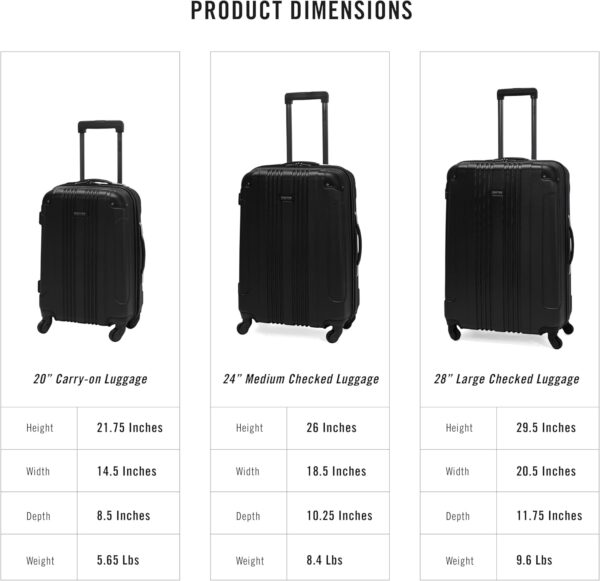 Kenneth Cole REACTION Out of Bounds Lightweight Hardshell 4-Wheel Spinner Luggage, Midnight Black, 2-Piece Set (20" & 28") - Image 6