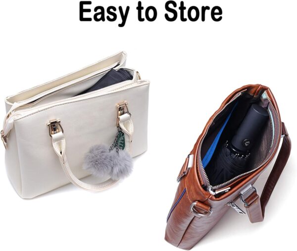 PFFY 2 Packs Travel Umbrella Windproof Auto Open & Close Collapsible Folding Small Compact Backpack Car travel Essentials Purse Umbrellas for Rain - Image 5