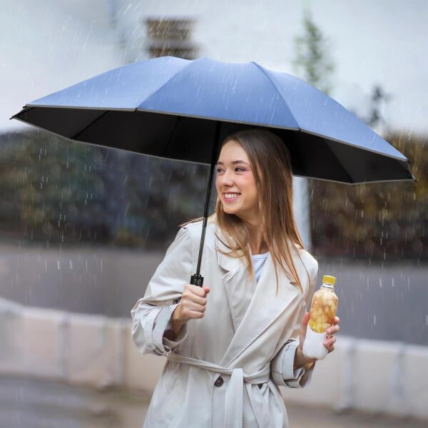 Yoobure Inverted Travel Umbrella, Automatic Umbrellas for Rain, Windproof Compact Folding with Reflective Stripe, Portable Large for Backpack, Lightweight with Sun UV Protection - Image 7