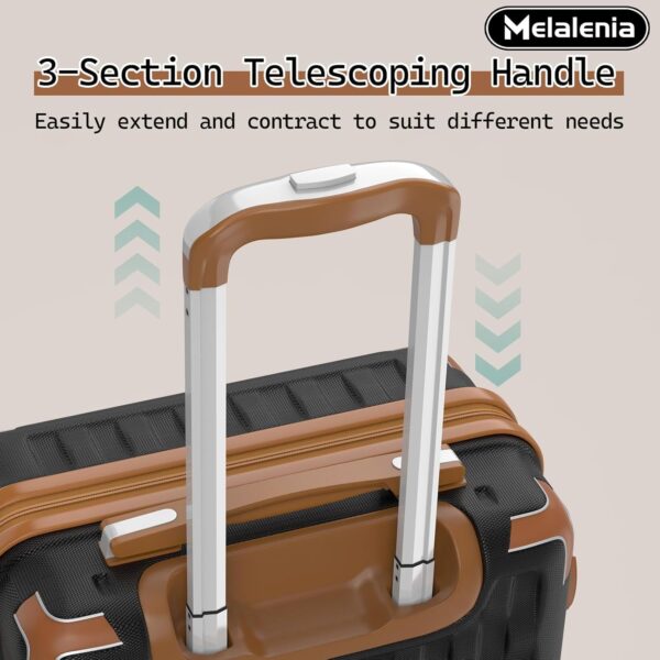 Melalenia Luggage Sets 7 Piece Suitcase Set, Hard Shell Carry on Luggage Travel Suitcases with Spinner Wheels and TSA Lock, Lightweight Luggage Set for Women, Black Brown - Image 3