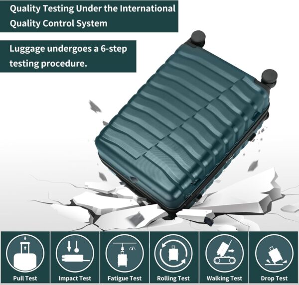 Lightweight Luggage with Spinner Wheels & YKK Zipper, 3-Piece Suitcase ABS+PC Hardside Luggage Set with TSA Lock, Teal Blue (20+24+28 inch) - Image 3