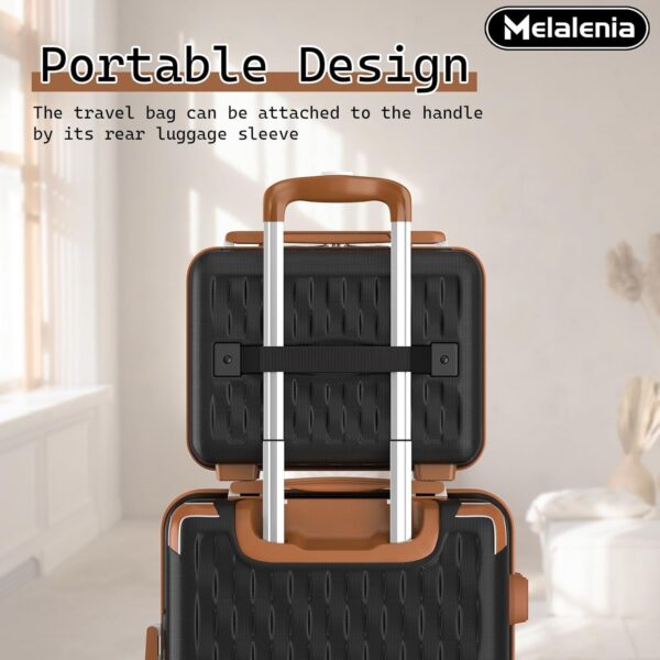Melalenia Luggage Sets 7 Piece Suitcase Set, Hard Shell Carry on Luggage Travel Suitcases with Spinner Wheels and TSA Lock, Lightweight Luggage Set for Women, Black Brown - Image 2