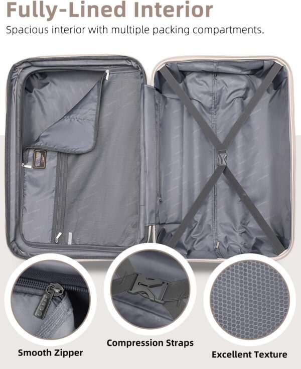 LARVENDER Luggage Sets 6 Piece Hardside Expandable Suitcase with Wheels TSA Lock, PC+ABS Hardshell Lightweight Travel Luggage Sets for Women, Glossy Champagne - Image 9