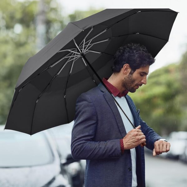 G4Free 54 Inch Large Compact Windproof Golf Umbrella for Rain Oversized Auto Open Close Folding Travel 10 Ribs Vented Double Canopy Umbrella for Women Men - Image 8