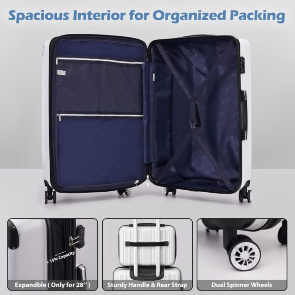 Coolife Luggage Expandable 5 Piece Sets PC+ABS Spinner Suitcase 20 inch 24 inch 28 inch (wine wind new) - Image 3