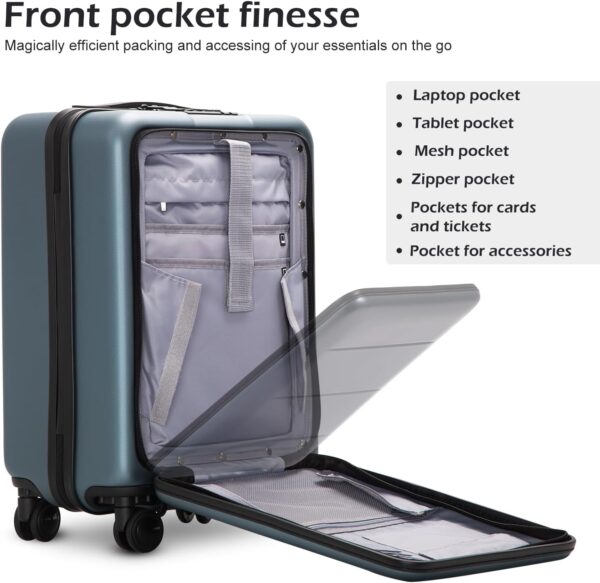 COOLIFE Luggage Suitcase Piece Set Carry On ABS+PC Spinner Trolley with pocket Compartmnet Weekend Bag(Night navy, 2-piece Set) - Image 3
