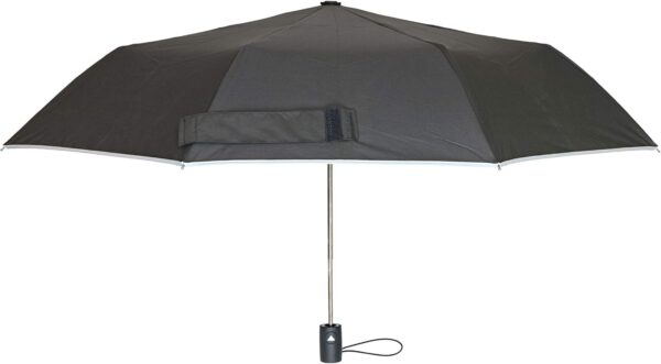 West Chester UMB340/OS Tri-Fold Umbrella - Black, 40 in., Pongee, Automatic Opening Umbrella with Fiberglass Ribs, Metal Shaft, Gray Trim