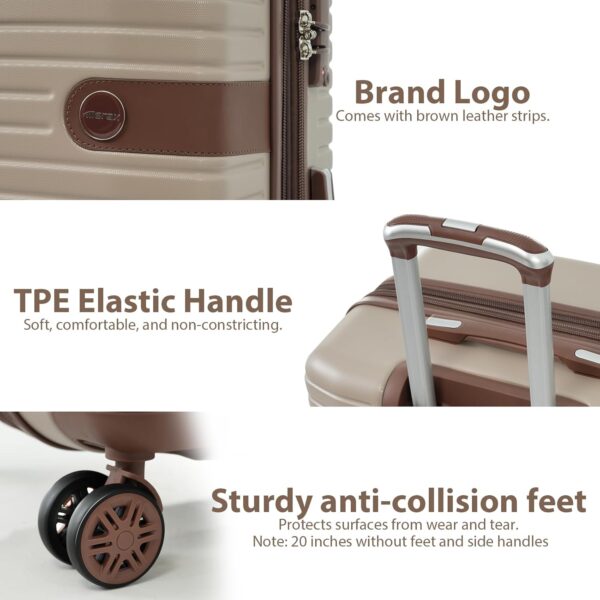 Merax Hardshell Luggage Sets 4 piece Lightweight Durable Suitcases With Wheels TSA Lock Expandable (only 24”/28”) ABS Large Travel Luggage Set (Khaki) - Image 4