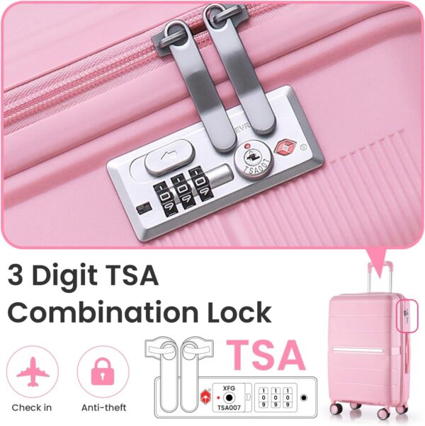 Hard Shell Luggage Sets 4 Piece with 360 Spinner Wheels,Lightweight Suitcase Set with TSA Lock,Travel Luggage Set with Telescoping Handle,Light and Strong,Easy to Clean (Pink 1) - Image 5
