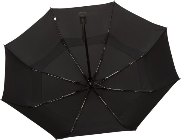Amazon Basics Round Travel Umbrella for Rain, Wind-proof Compact Umbrella with Wind Vent, Auto Open/Close, Strong Alloy Steel Frame, Compact Size for Backpacks/Handbags (11" Long When Closed), One Size, Black - Image 6