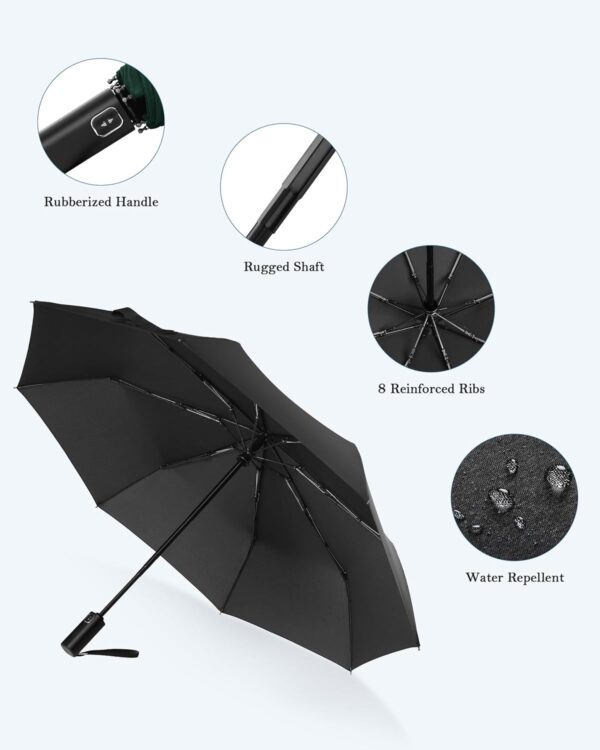 Compact Travel Umbrella – Windproof, Lightweight, Automatic Open/Close, Durable Waterproof Canopy for Rain & Sun, UV Protection, Perfect for Travel, Backpack, Purse, or Everyday Use - Image 3