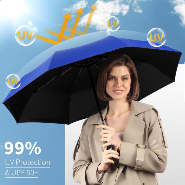 Seniny Windproof Travel Umbrella, Automatic Umbrellas for Rain, Portable & Compact Umbrella for Backpack, Strong UV Umbrella for Protection, Folding Small Umbrella for Car, Sun Umbrella for Walking - Image 3