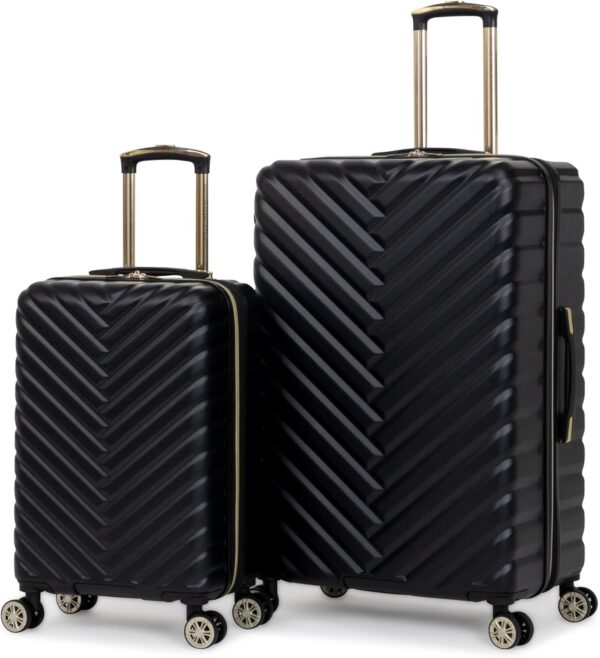 Kenneth Cole REACTION Madison Square Lightweight Hardside Chevron Expandable Spinner Luggage, Black, 2-Piece Set (20" & 28")