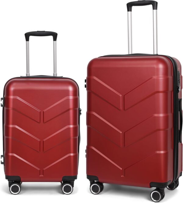 Luggage Sets 2 Piece with Spinner Wheel, Hardside Suitcase Set with TSA Lock, Expandable Travel Luggage for Women, Red