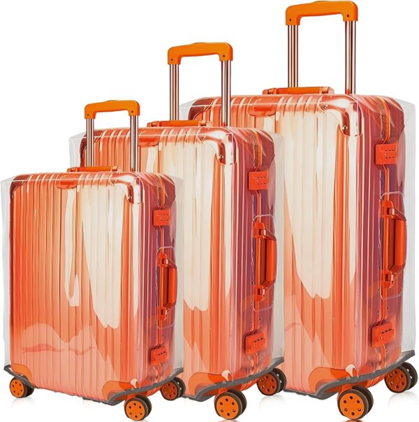20/24/28 Inch Thicken Transparent Luggage Cover Suitcase Protector Waterproof PVC Full Clear Cover Travel Suitcase Set Full Clear 20 24 28 inch