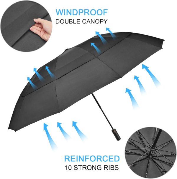 G4Free 42/46/54/62 Inch Large Golf Umbrella Compact Reverse Travel Umbrella 10 Ribs Windproof for Rain Double Canopy Automatic Open Close - Image 3