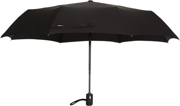 Amazon Basics Round Travel Umbrella for Rain, Compact Umbrella with Auto Open/Close, Strong Alloy Steel Frame, Compact Size for Backpacks/Handbags (11" Long When Closed), One Size, Black - Image 3