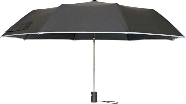 West Chester UMB340/OS Tri-Fold Umbrella - Black, 40 in., Pongee, Automatic Opening Umbrella with Fiberglass Ribs, Metal Shaft, Gray Trim - Image 2