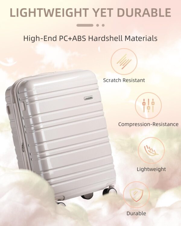 LARVENDER Luggage Sets 6 Piece Hardside Expandable Suitcase with Wheels TSA Lock, PC+ABS Hardshell Lightweight Travel Luggage Sets for Women, Glossy Champagne - Image 6