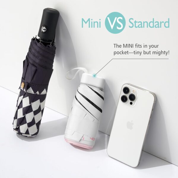 Compact Mini Umbrella for Purse - Lightweight, Pocket-Sized Travel Umbrella with Black UV Coating for Sun Protection, Purple - Image 6