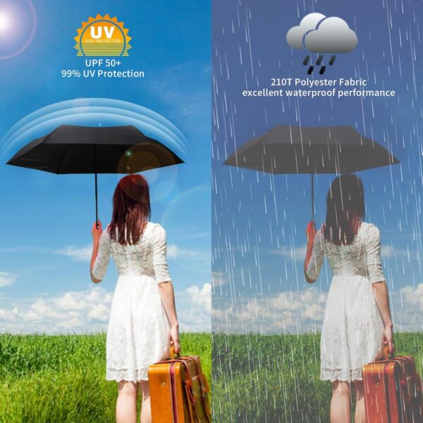 GAOYAING Compact Automatic Travel Umbrella with Case, Mini Small Folding Sun UV, Pocket Purse Umbrella - Image 3
