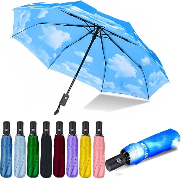MRTLLOA 42/49 Inch Compact Windproof Travel Umbrella for Rain, Lightweight, Portable, Automatic, Strong, Waterproof Folding Umbrellas for Women, Men and Teenagers