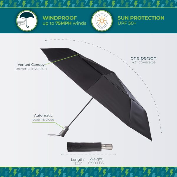 totes Men's and Women's Ultimate Folding Umbrella with Auto Open Close Windproof Sun Protection - Image 2