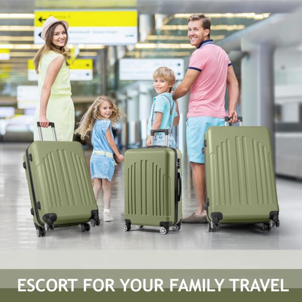 Karl home Luggage Set of 3 Hardside Suitcase Sets with TSA Lock 4 Spinner Wheels, ABS Lightweight Trolley Travel Case for Carry On Check-in Business Trip, Green (20/24/28) - Image 8