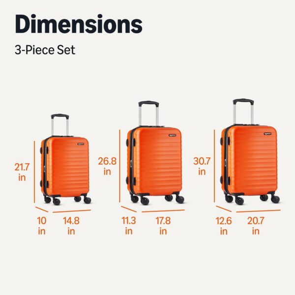 Amazon Basics 3-Piece Set (21", 26", 30"), Hardshell Suitcases With Wheels, Expandable For Up to 25% More Space, With Scratch-Resistant Surface, Four Multi-directional Wheels, Orange - Image 6