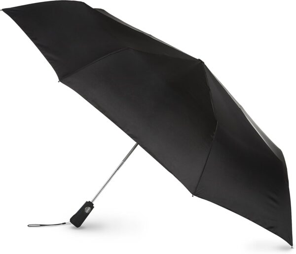 Totes Folding Golf Umbrella Water Repellant, Auto Open/Close, UV Sun Protection, 54-Inch, Black