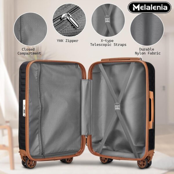 Melalenia Luggage Sets 7 Piece Suitcase Set, Hard Shell Carry on Luggage Travel Suitcases with Spinner Wheels and TSA Lock, Lightweight Luggage Set for Women, Black Brown - Image 6