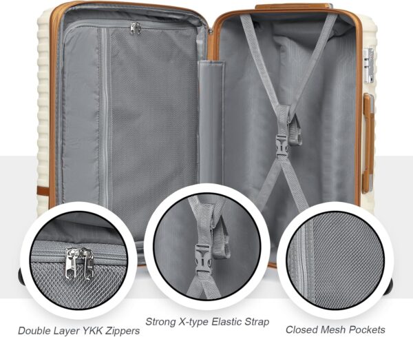 Joyway Carry On Luggage 20 Inch Expandable Suitcase with Spinner Wheel, 4 Piece Hard Shell Luggage Set with TSA Lock(White brown) - Image 6