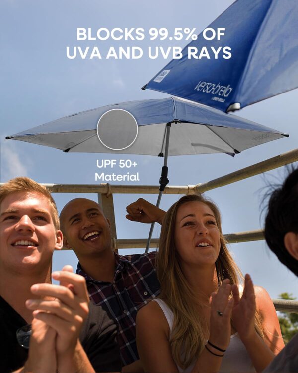 Versa-Brella UPF 50+ Personal Sun Shade - Portable Umbrella for Sports & Outdoors - Secure Clamp, 360-Degree Swivel Adjustable Position for Maximum Sun Protection - Compact with Carry Case - Image 5