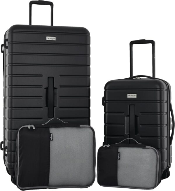 Wrangler Tall Trunk Luggage 4 Piece Set, Black