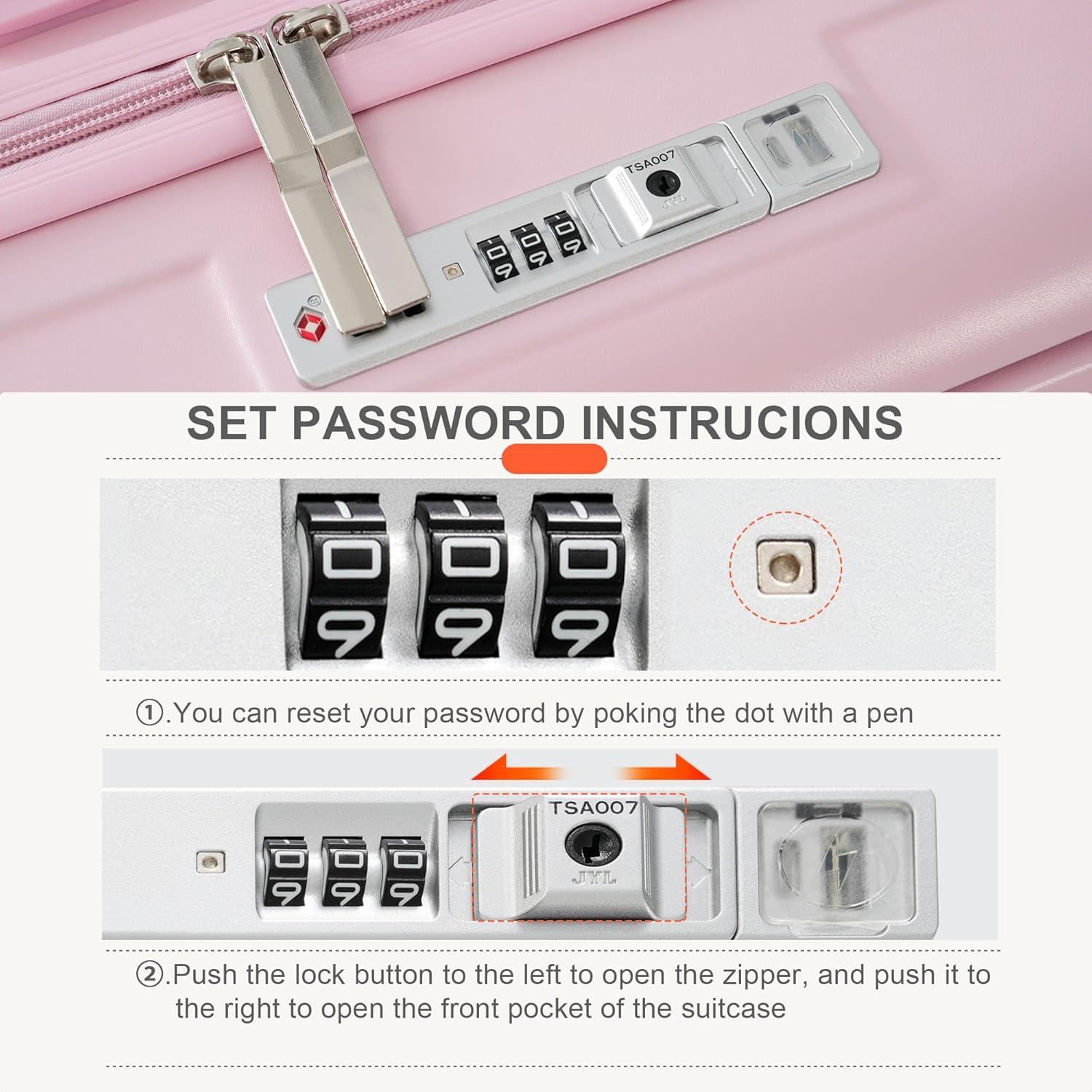 Merax Luggage Sets 3 Pcs, Hardside Suit case with Front Pocket Cup Holder and TSA Lock, Girlie Pink, 20/24/28 Inch - Image 4