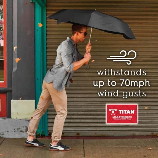 totes Portable Umbrella for Travel – Compact for Car, Backpack and Purse – Windproof, Strong, UV Sun Protection, Water-Repellant, Foldable On-the-Go Umbrella with One Touch Open/Close - Image 2