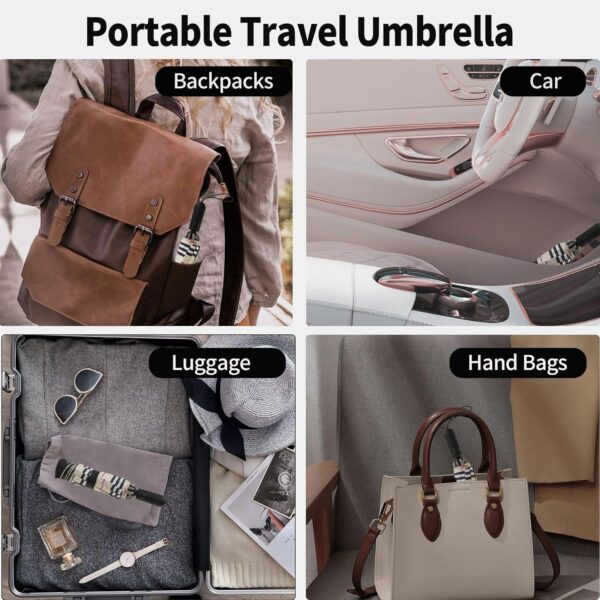 Umbrella,Travel Umbrella Compact Inverted Auto Open Umbrellas for Rain - Windproof Compact Design for Women & Men, Portable Small Reverse Folding Umbrella Perfect for Outdoor & Car Use - Image 7