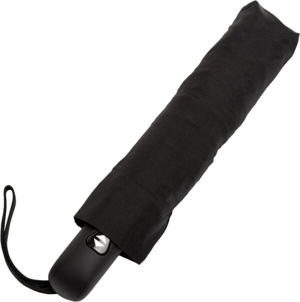 Amazon Basics Round Travel Umbrella for Rain, Compact Umbrella with Auto Open/Close, Strong Alloy Steel Frame, Compact Size for Backpacks/Handbags (11" Long When Closed), One Size, Black - Image 4