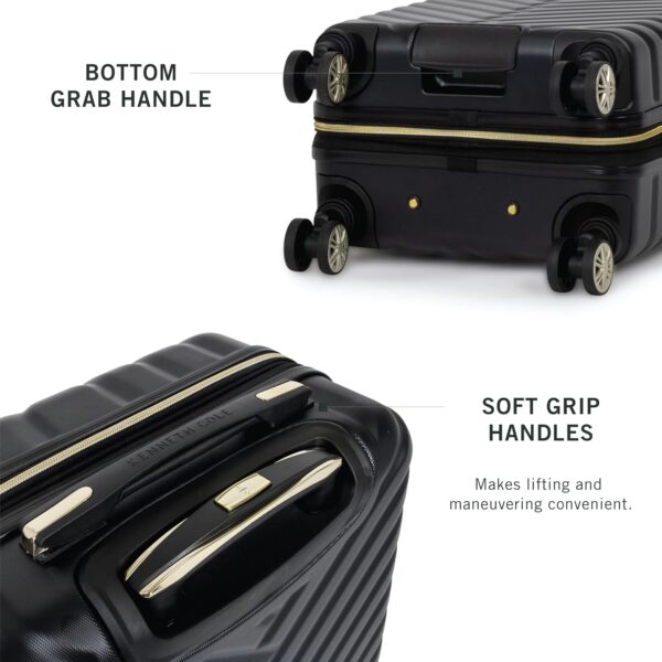 Kenneth Cole REACTION Madison Square Lightweight Hardside Chevron Expandable Spinner Luggage, Black, 2-Piece Set (20" & 28") - Image 5