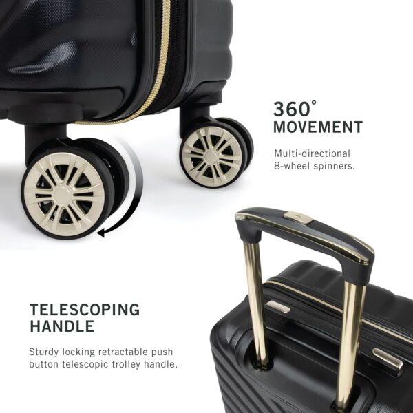 Kenneth Cole REACTION Madison Square Lightweight Hardside Chevron Expandable Spinner Luggage, Black, 2-Piece Set (20" & 28") - Image 4