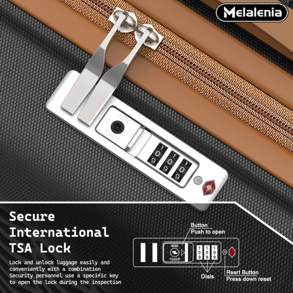 Melalenia Luggage Sets 7 Piece Suitcase Set, Hard Shell Carry on Luggage Travel Suitcases with Spinner Wheels and TSA Lock, Lightweight Luggage Set for Women, Black Brown - Image 5