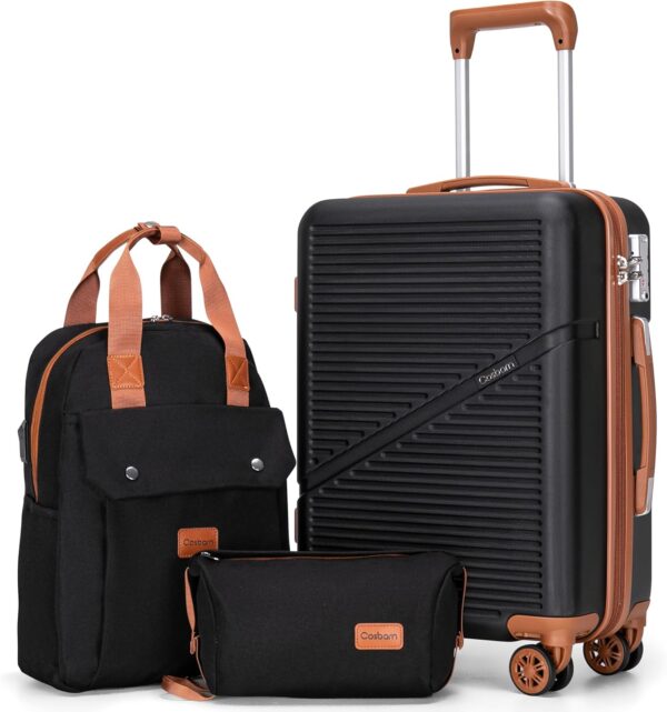 3-Piece Carry On Luggage Set 22x14x9 Airline Approved, 20 Inch Lightweight ABS Suitcases with Wheels and TSA Lock - Durable Waterproof Travel Suitcase Set