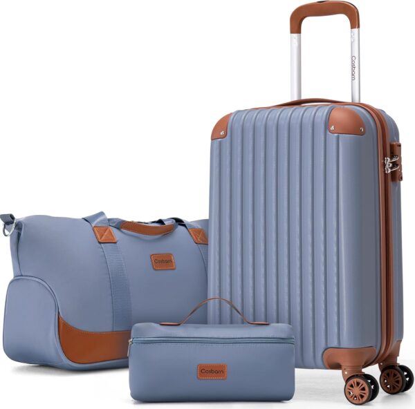 Carry On Luggage Sets 3 Piece, 20 Inch Luggage 22x14x9 Airline Approved with Wheels and TSA Lock, ABS Lightweight Hardshell Travel Suitcase Set with Duffel Bag Travel Bag for Men Women