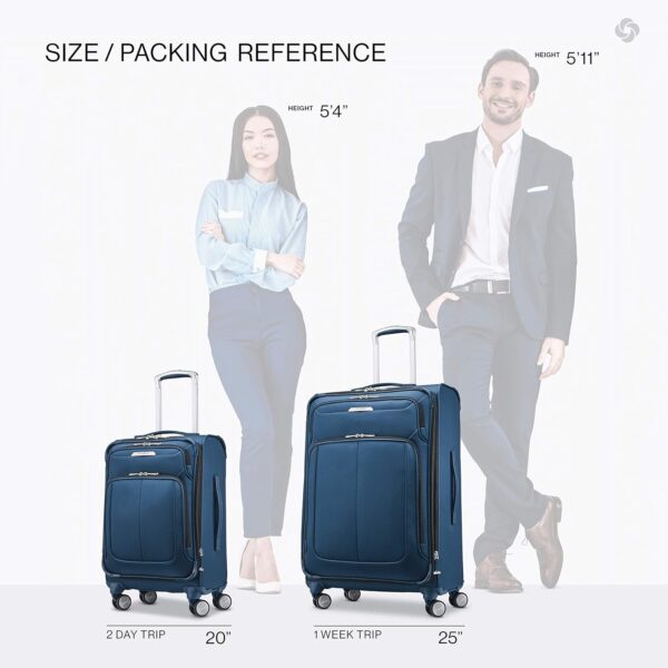 Samsonite Solyte DLX Softside Expandable Luggage with Spinner Wheels, Mediterranean Blue, 2-Piece Set (20/25) - Image 2