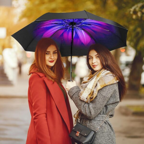 LLanxiry Compact Travel Umbrella,Windproof Waterproof Stick Umbrella Anti-UV Protection Golf Umbrellas - Image 6